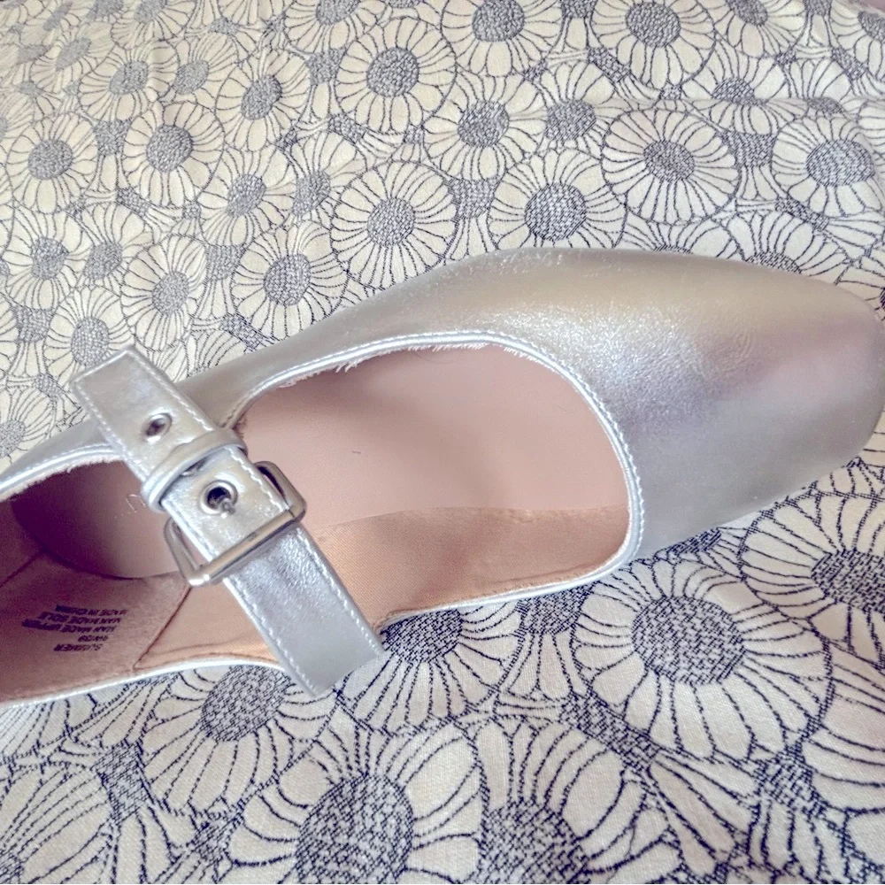 Silver Flat Mary Jane whimsigoth grunge fairy Wide Ballet Shoes by Me Too